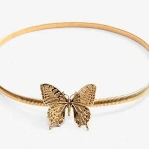 NWOT Zara Gold Elastic Butterfly Belt